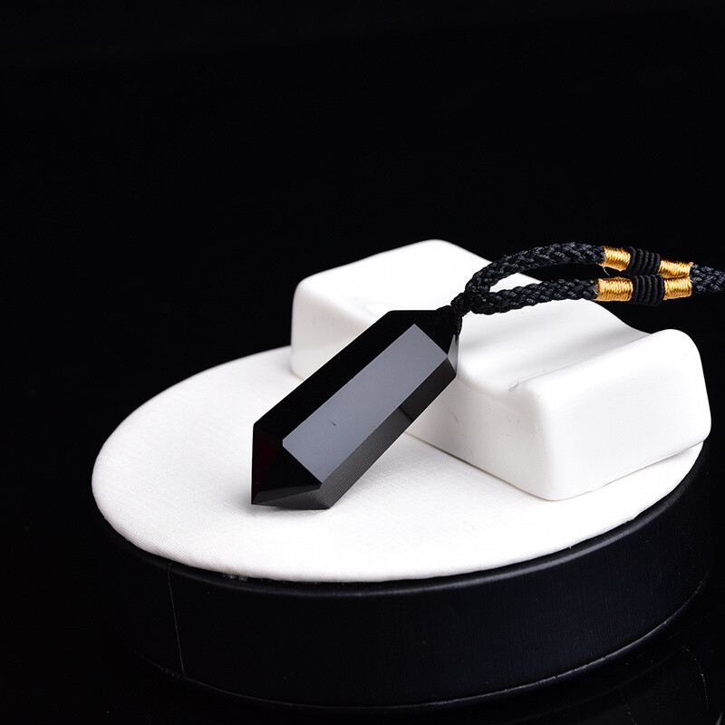 Natural Obsidian Quartz Pendant Chakra Crystal Gem Necklace Healing Stone Amulet