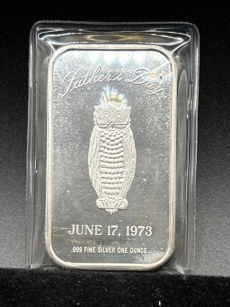 The Fathers Day June 17, 1973 1 oz .999 Fine Silver Art Bar N63-image