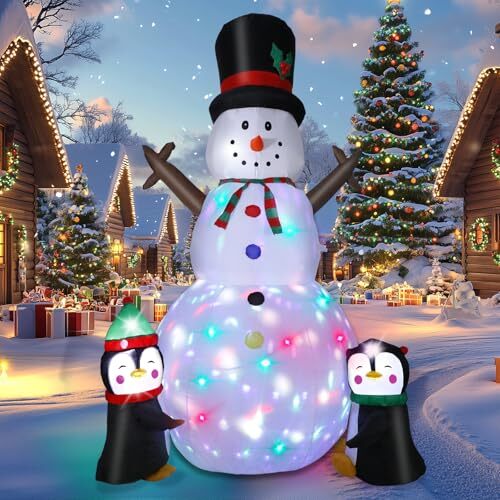 8FT Christmas Inflatable Outdoor Decorations, Christmas Blow up with Snowman