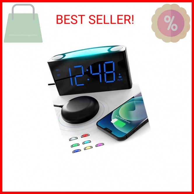 Extra Loud Vibrating Alarm Clock with Bed Shaker for Heavy Sleepers - ROCAM