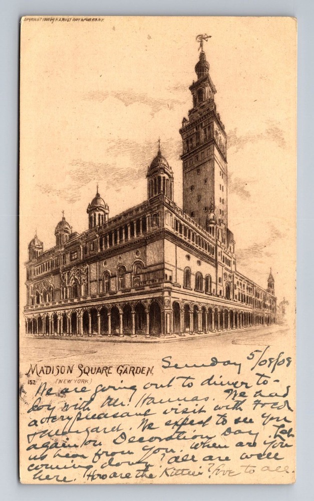 New York City NY, Panoramic Scenic View Madison Square Garden Vintage Postcard