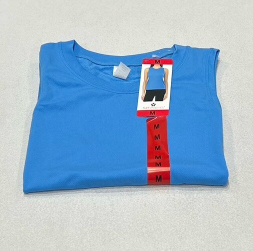 Tuff Athletics Women's Crew Neck Stretch Top, Blue, Size M