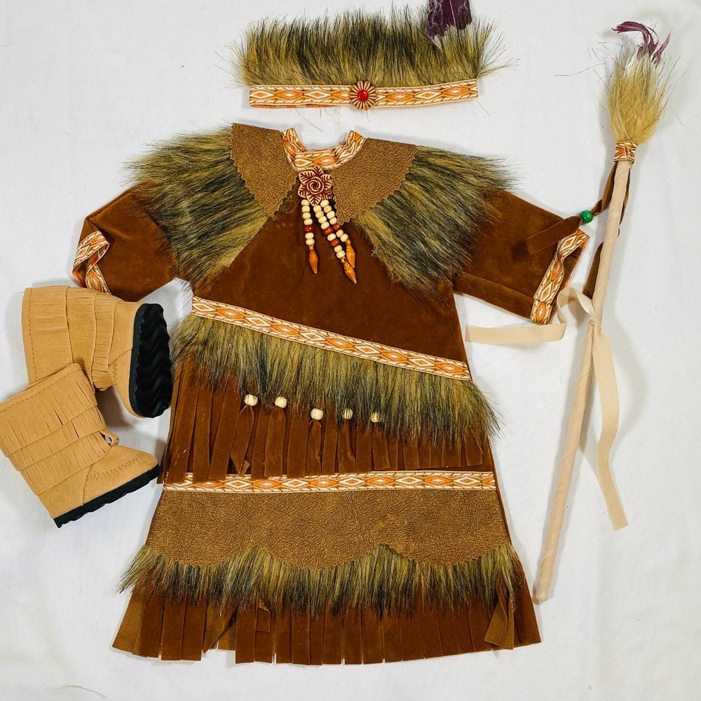 Native American Indian Dress w/ Talking Stick Outfit Set for 18