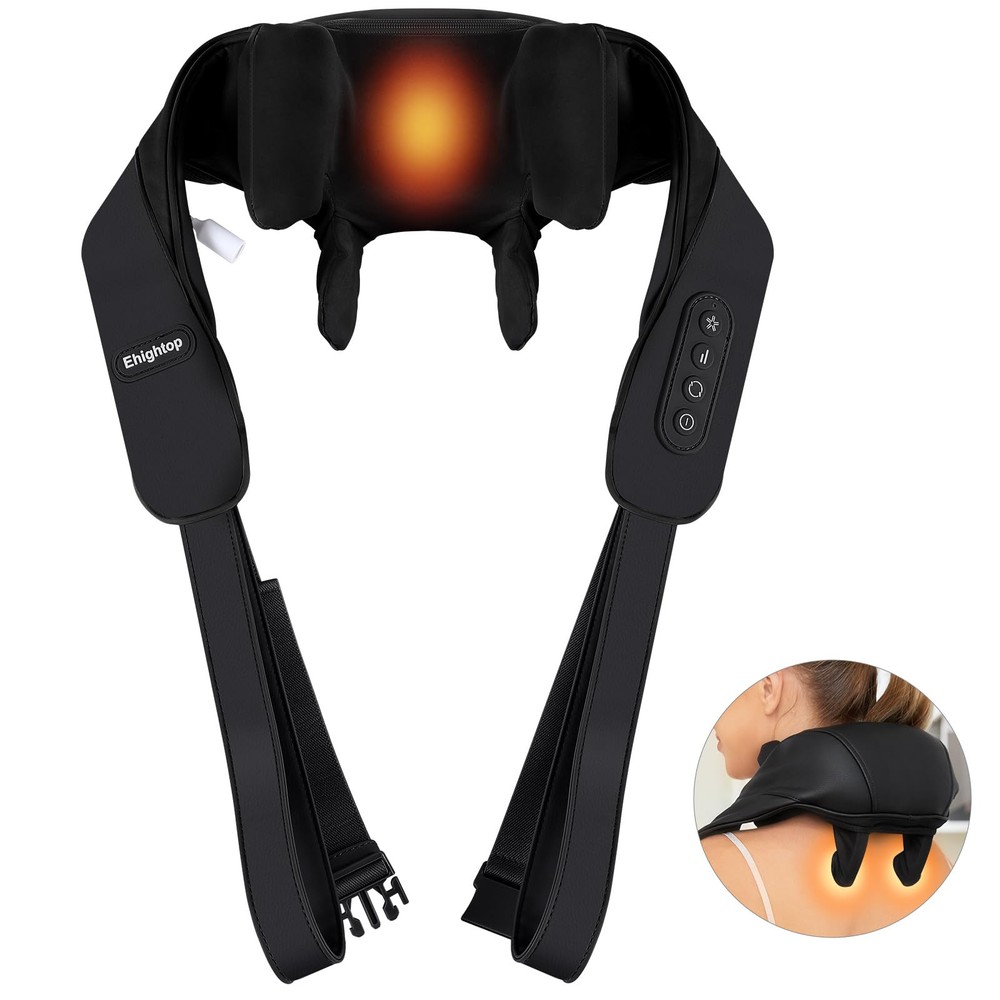 FSA HSA Eligible Cordless 5D Deep Tissue Neck Massager with Heat Relief