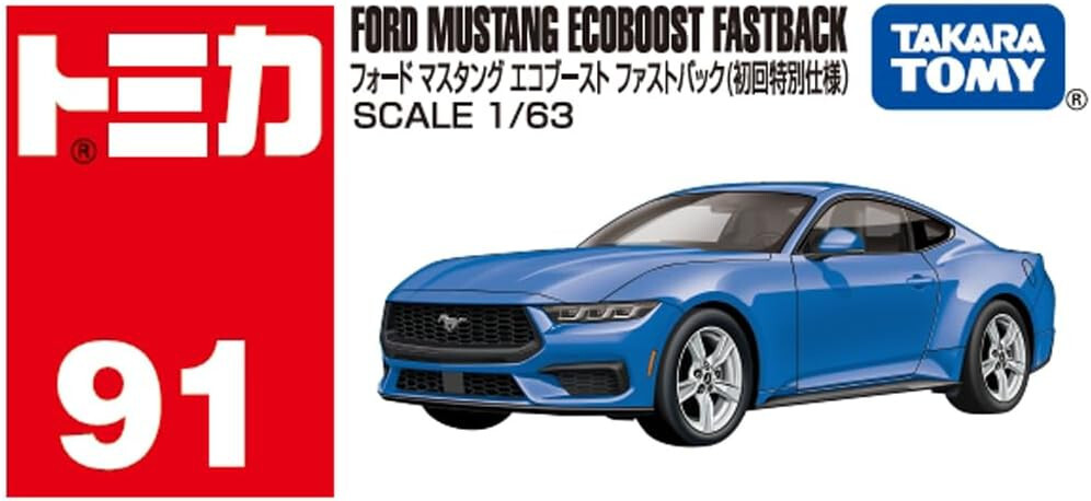 Takara Tomy Tomica No.91 1:63 Ford Mustang Ecoboost Fastback 1st Edition