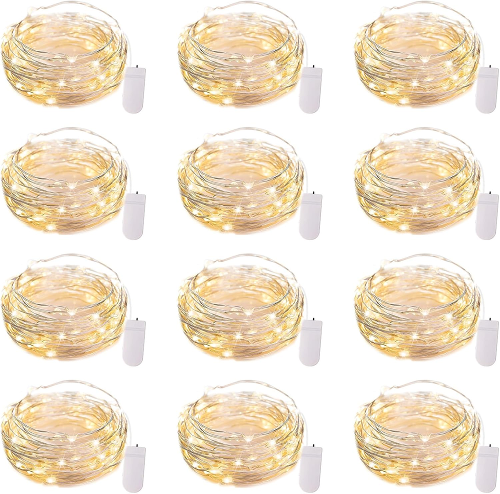 12 Pack LED Fairy Lights Battery Operated String Lights - 7Ft 20LED Waterproof S