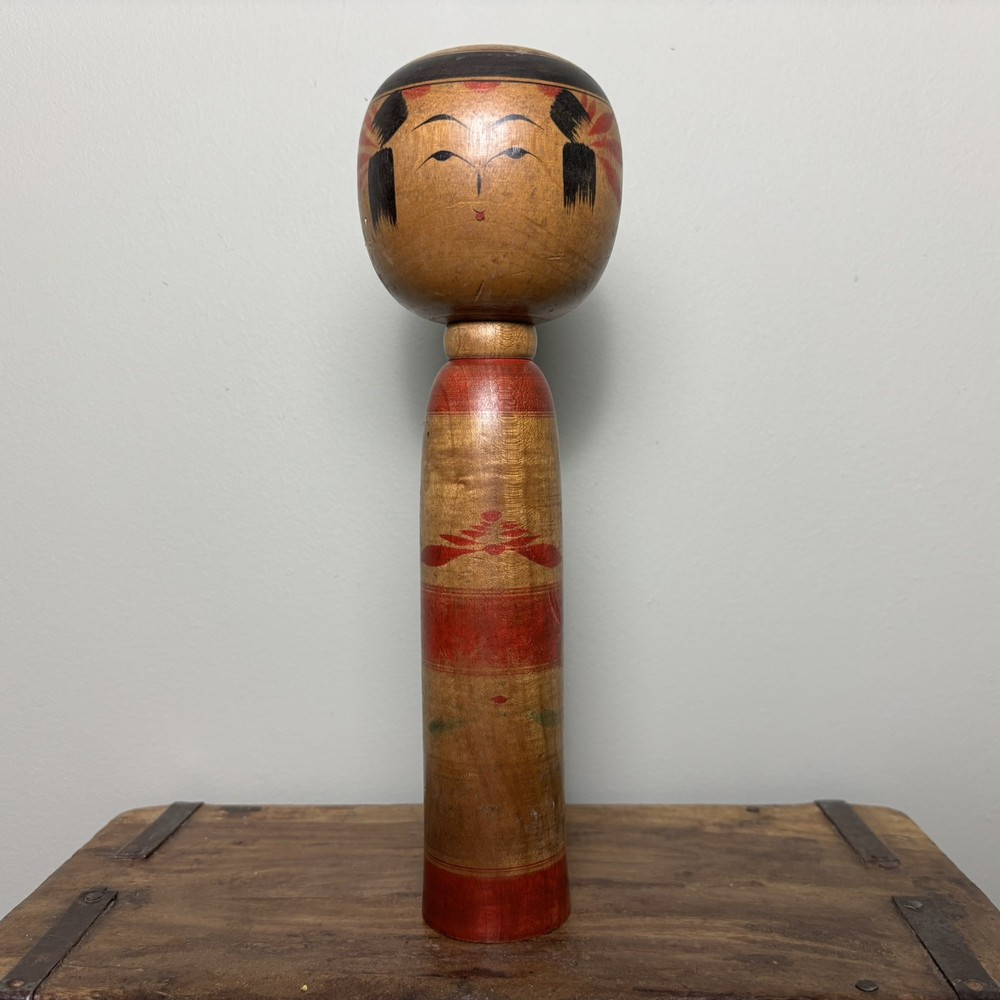 24.5cm Japanese Kokeshi Doll - Vintage Collectible- Antique Wooden Folk Art #E12