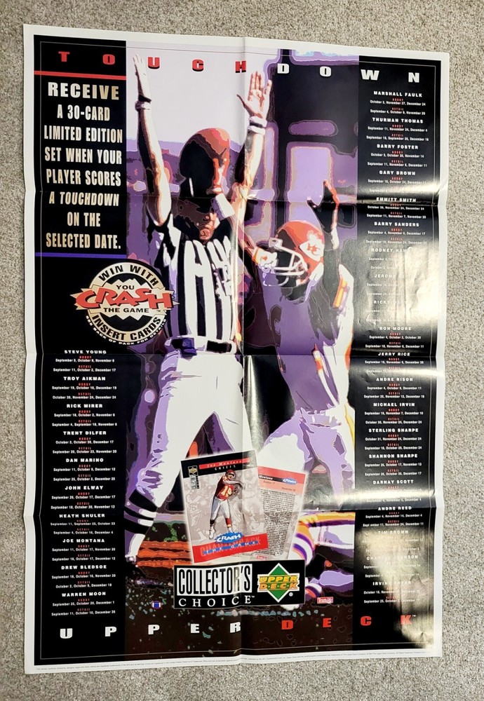 1994 Upper Deck Joe Montana Kansas City Chiefs NFL Dealer Promo CTG Poster Rare