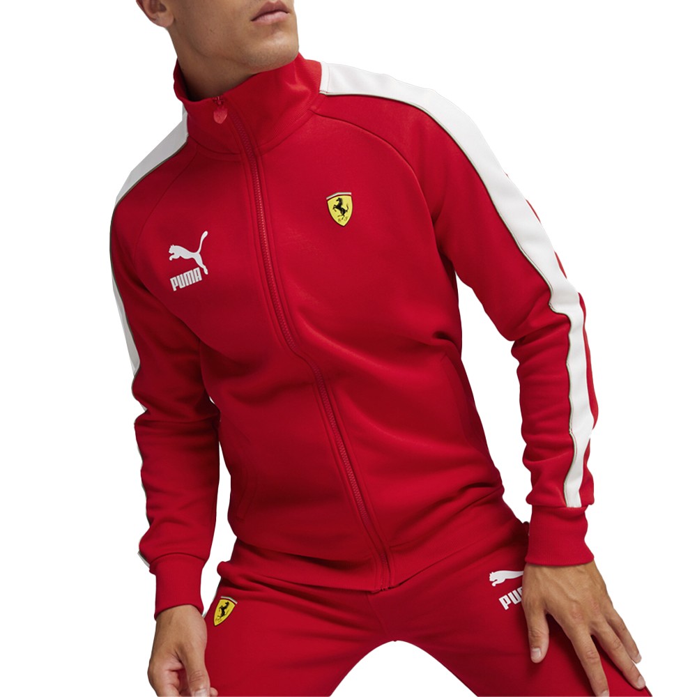 PUMA Scuderia Ferrari Race Iconic T7 Full Zip Track Jacket Mens Red Casual Athle