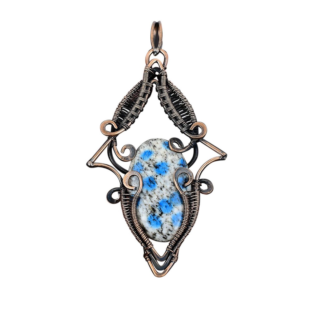 Mother's Day Oval K2 Jasper Copper Wire Wrapped Pendant-image