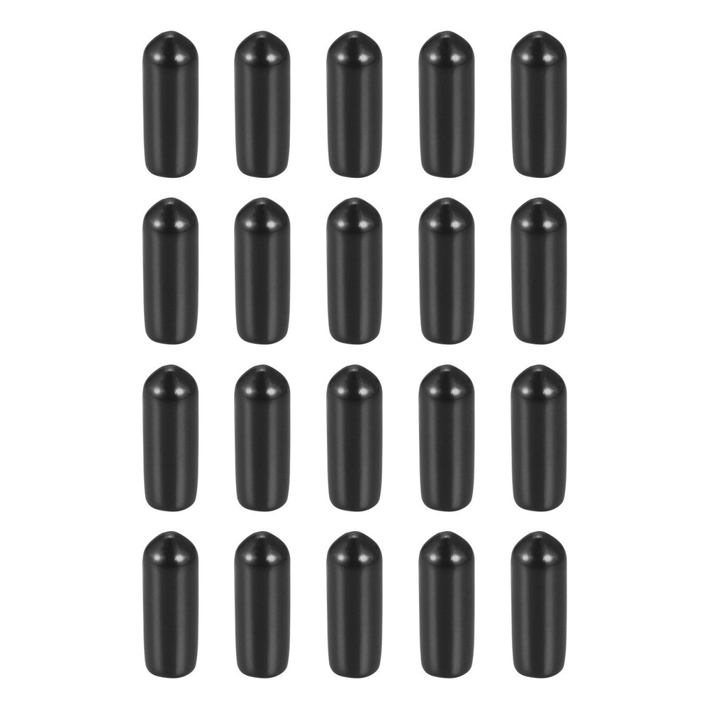 20-Pack 5mm Black Rubber Screw Thread End Caps for Bolts