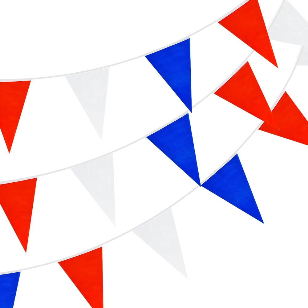 BEISHIDA 100ft 83pcs Red White Blue Pennant Flags Banner,Reusable Bunting String