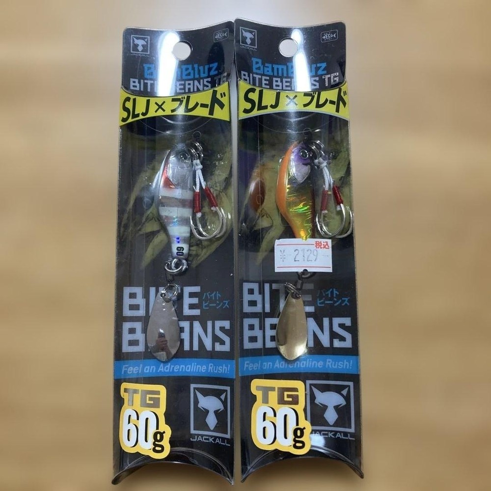 Jackall BITE BEANS TG Spin-Head Jig 60g White Gold Fishing Lure Set of 2