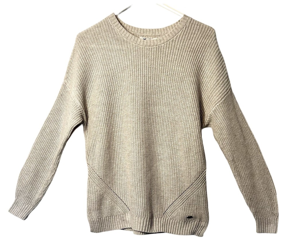 Hollister Sweater Womens Size M Gray Long Sleeve Pullover Relaxed Crew Neck Cott