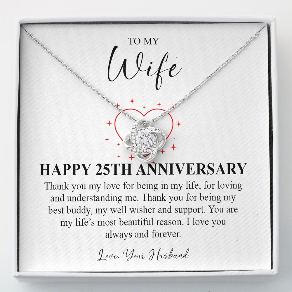 25th Anniversary Necklace Gift for Wife 25 Year Wedding Jewelry