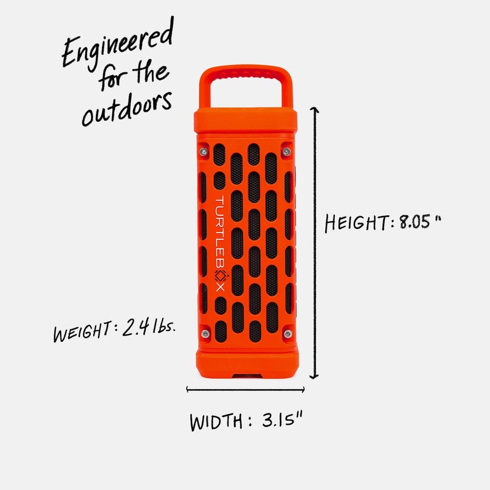 TurtleBox Ranger Loud! Outdoor Portable Bluetooth 5.4 Waterproof Orange Speaker