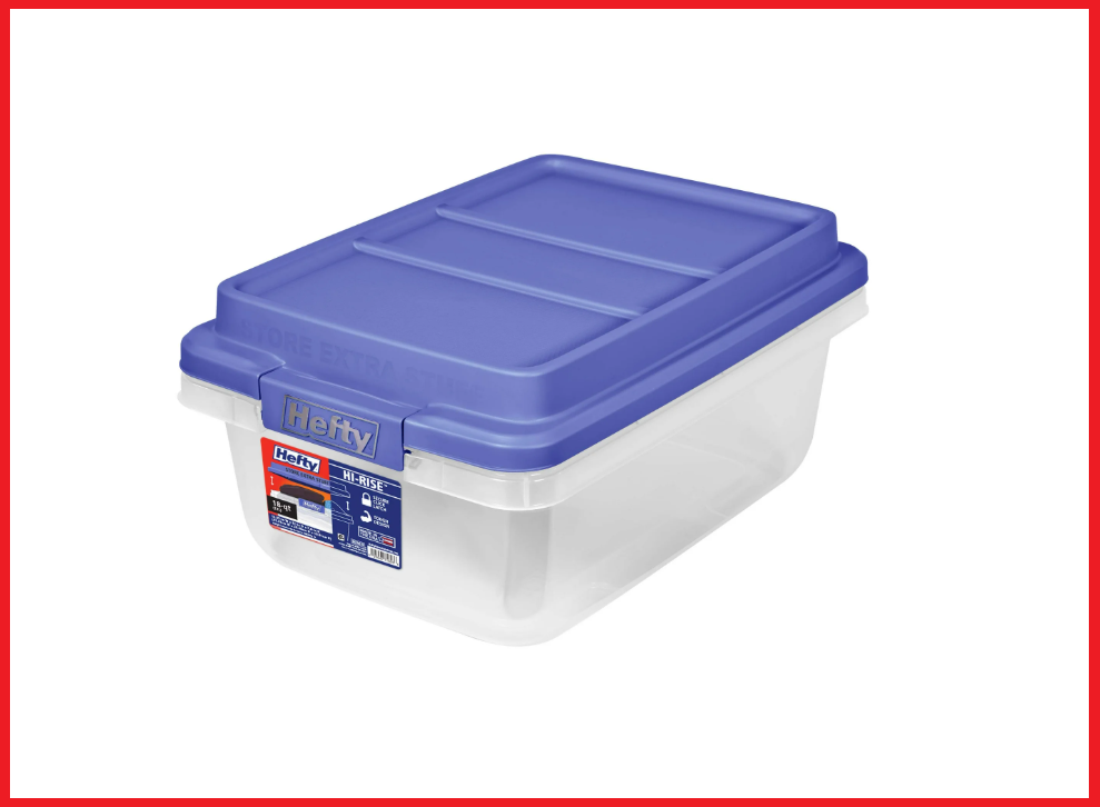 Hefty Clear Plastic Storage Bin with Blue HI-RISE Lid - Multiple Sizes Available