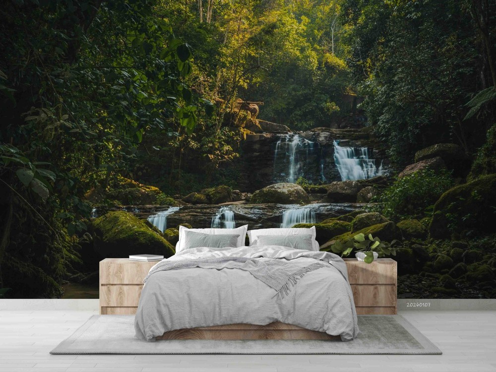3D Forest Waterfall Landscape Wall Murals Wallpaper Murals Wall Sticker 9
