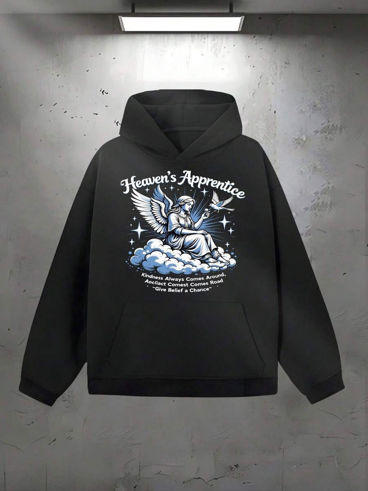 Men's Heaven's Apprentice Angel & Dove Graphic Hooded Sweatshirt - Inspirational