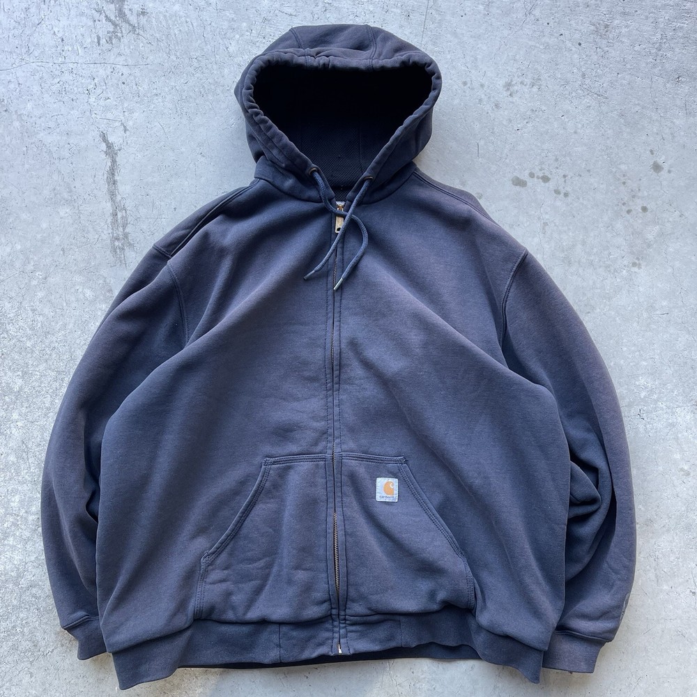 Vintage Carhartt Hoodie Mens XLarge Black 90s Thermal Lined Rain Defender Zip Up