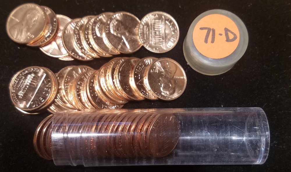1971-D Lincoln Penny Cent Roll Gem BU Red from 1000s Roll Hoard  