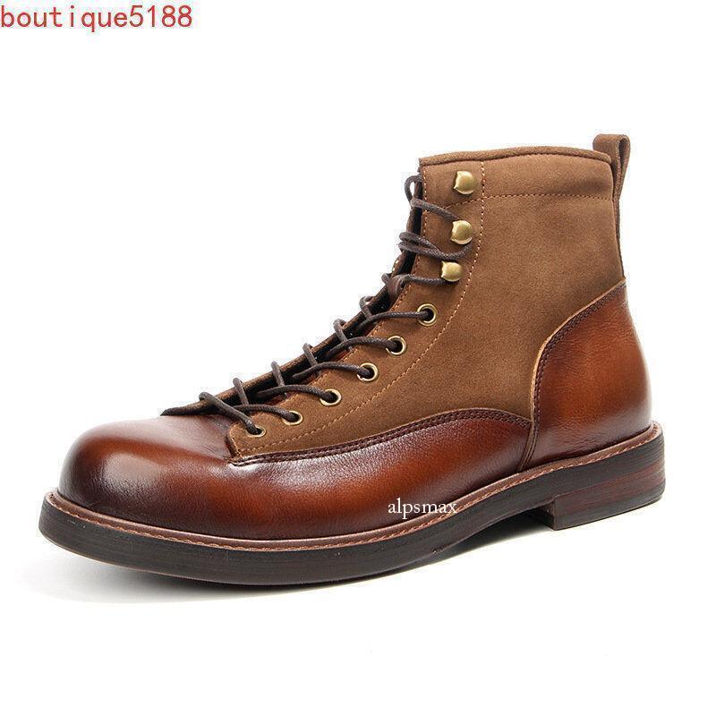 Retro Men's Genuine Leather Lace-Up Ankle Boots for Work Hiking and Casual Wear