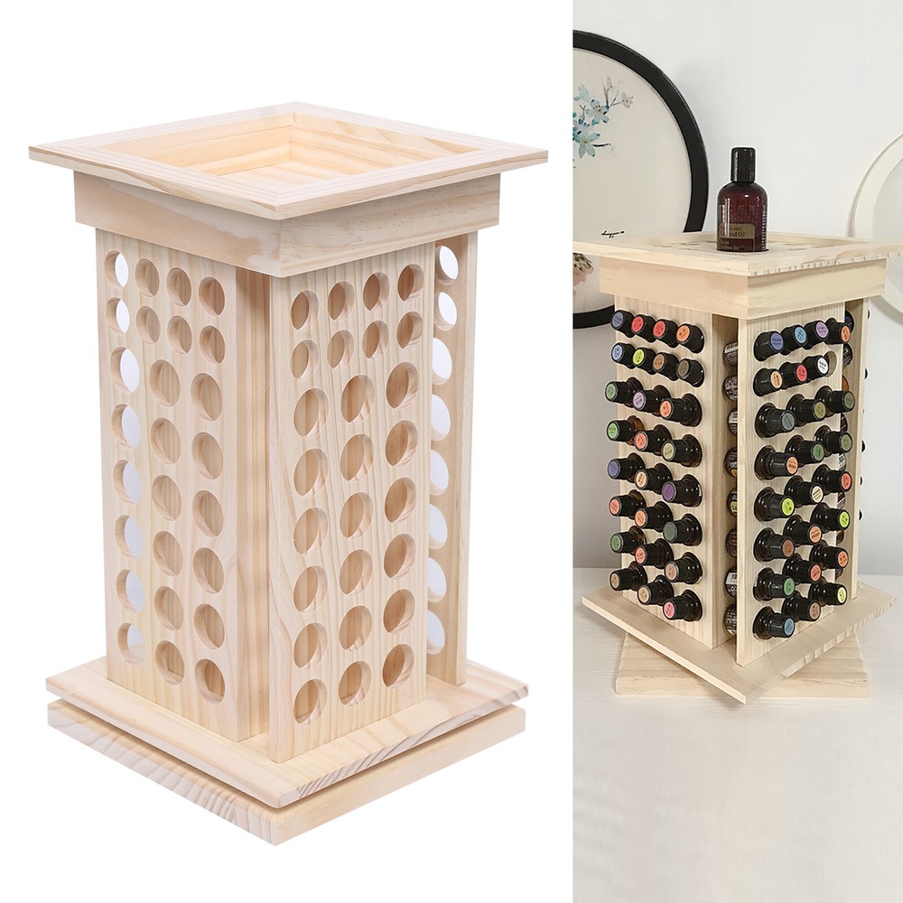 104 slots 8-Tier Rotating Wood Essential Oil Perfume Display Rack Stand Holder