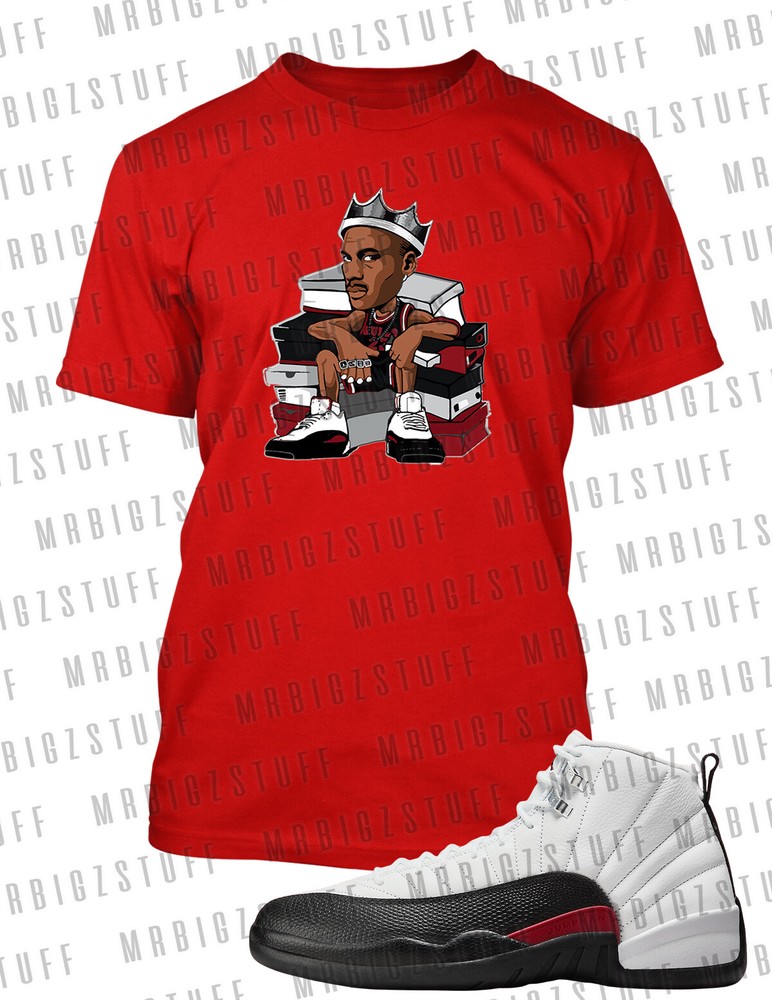 King J Big & Tall Graphic Tee with Sneaker Boxes J12 Red Taxi Design