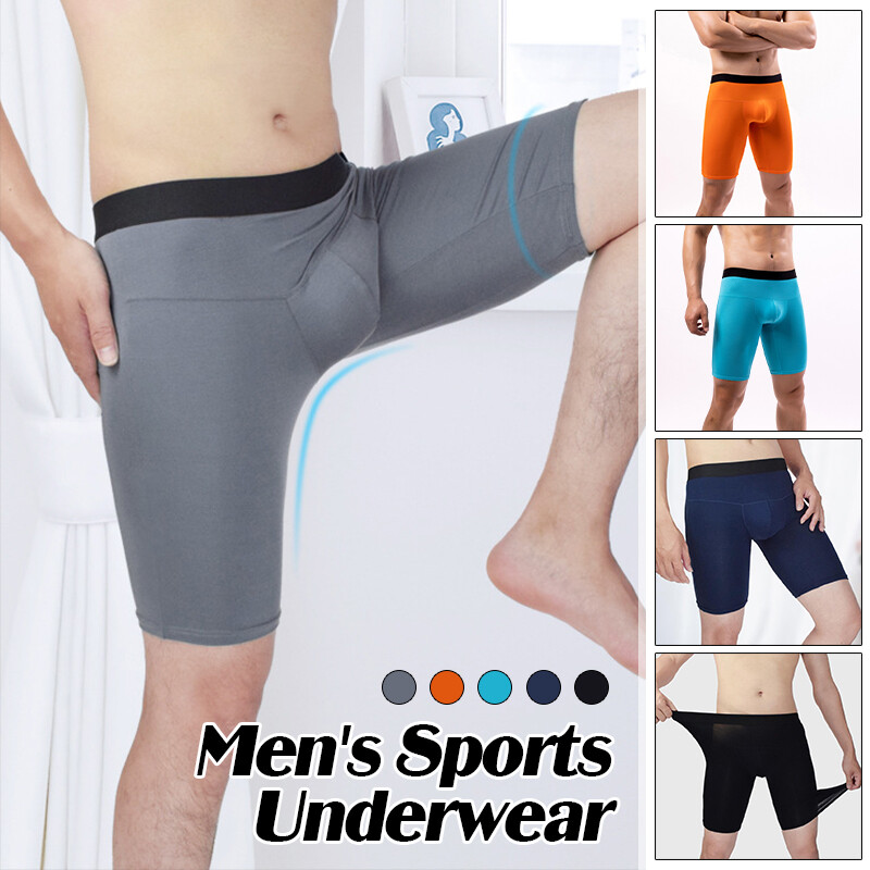 New Men's Long Panties Boxers Sports Tight Underwear Sexy Swim Trunks Underpants