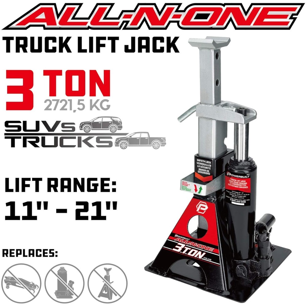 3 Ton All-in-One Hydraulic Bottle Jack and Jackstand Combo