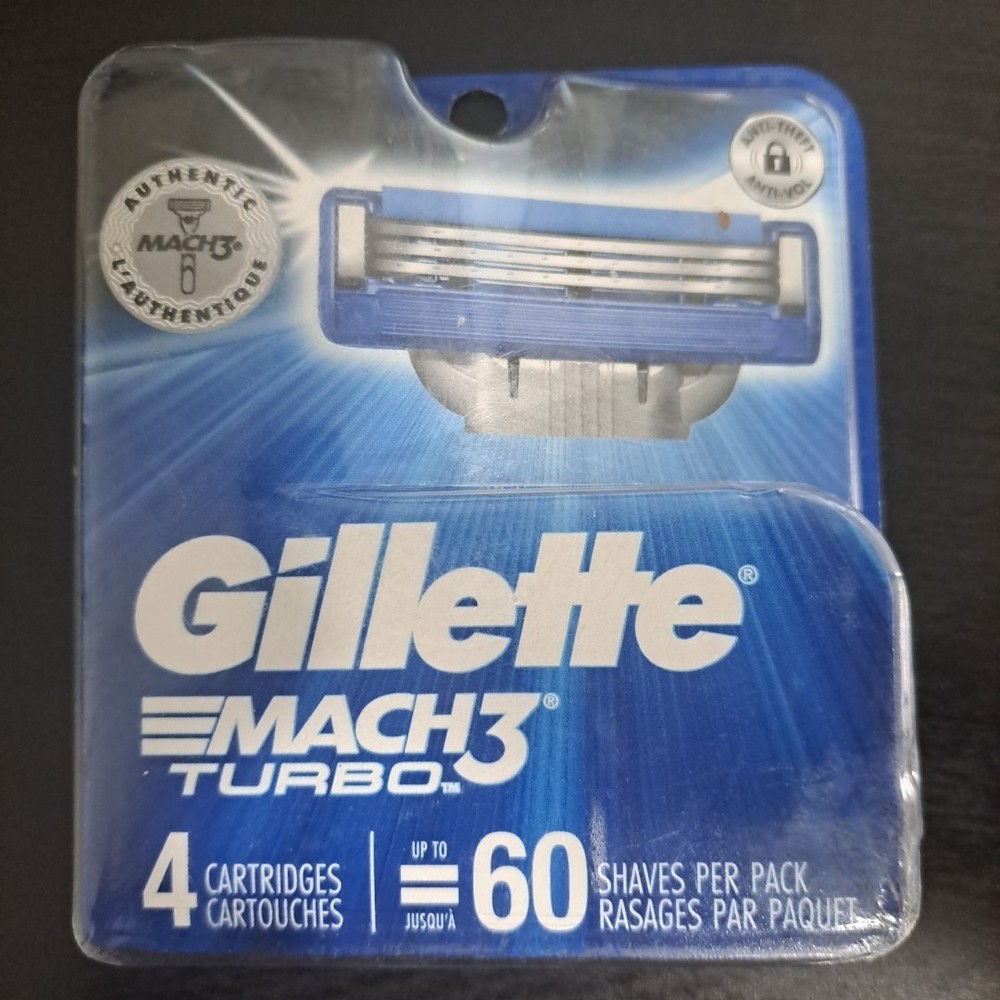 Gillette Mach3 Turbo Razor Refills 4 Blades for Smooth Shaving