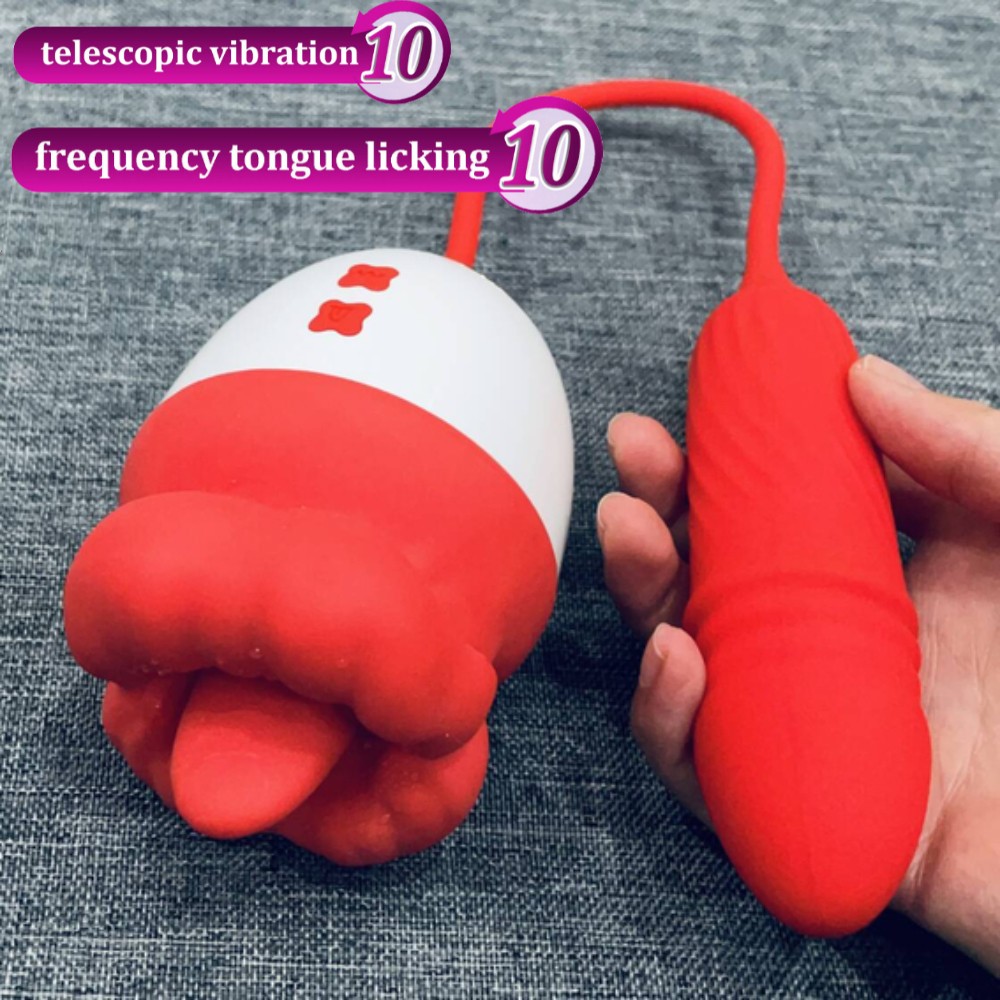 Licking Tongue Vibrator Sex Toy for Women Thrusting Vibrator Dildo Female Gift