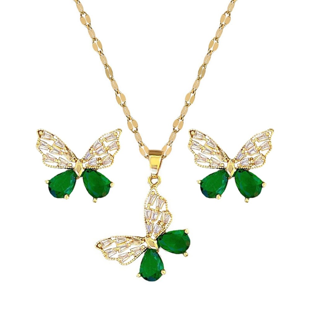 Necklace and Earring Sets for Women 14K Gold Plated Dainty Pearl Geometric He...