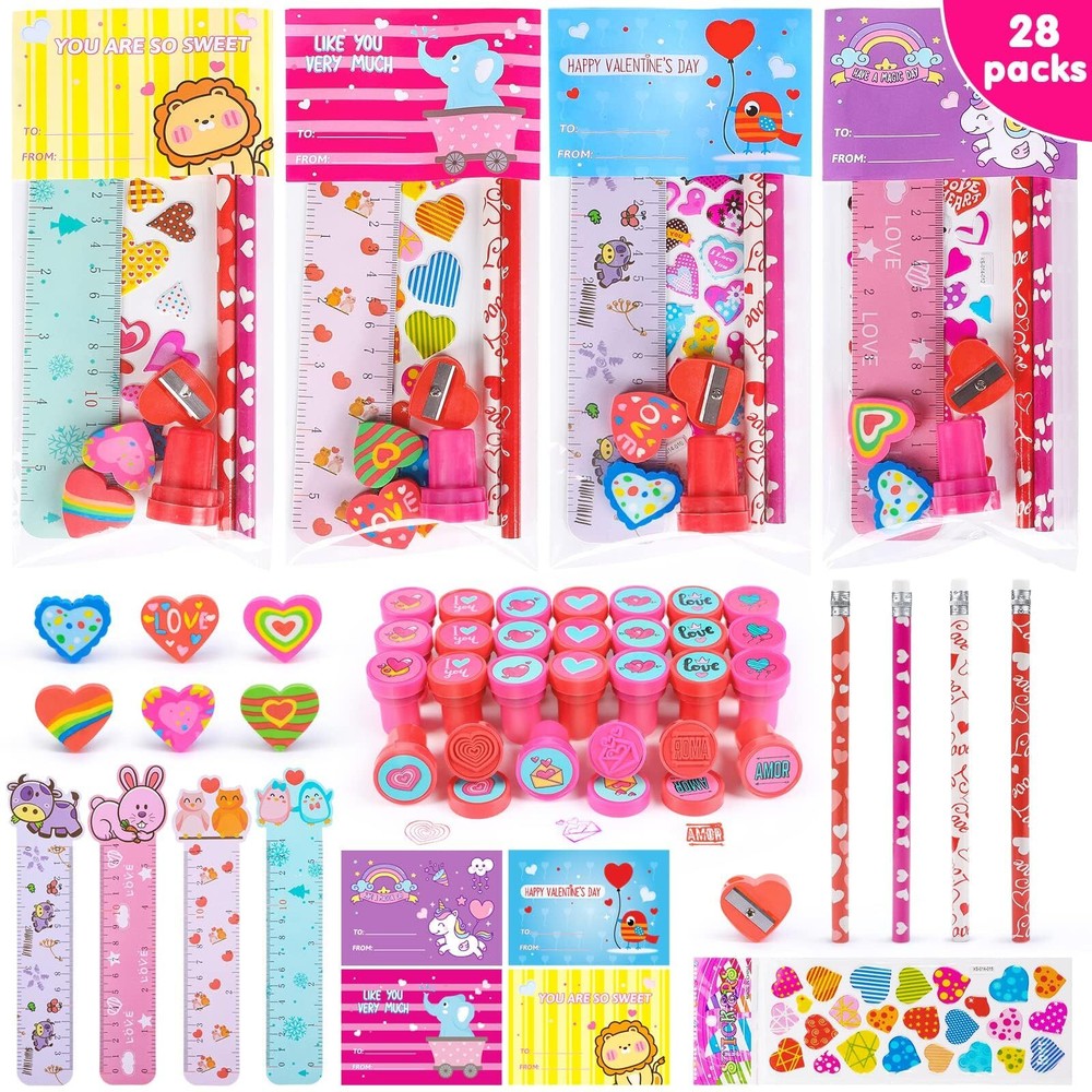 280-Piece Valentine's Day Stationery Kit for Kids – Classroom Gifts & Crafts