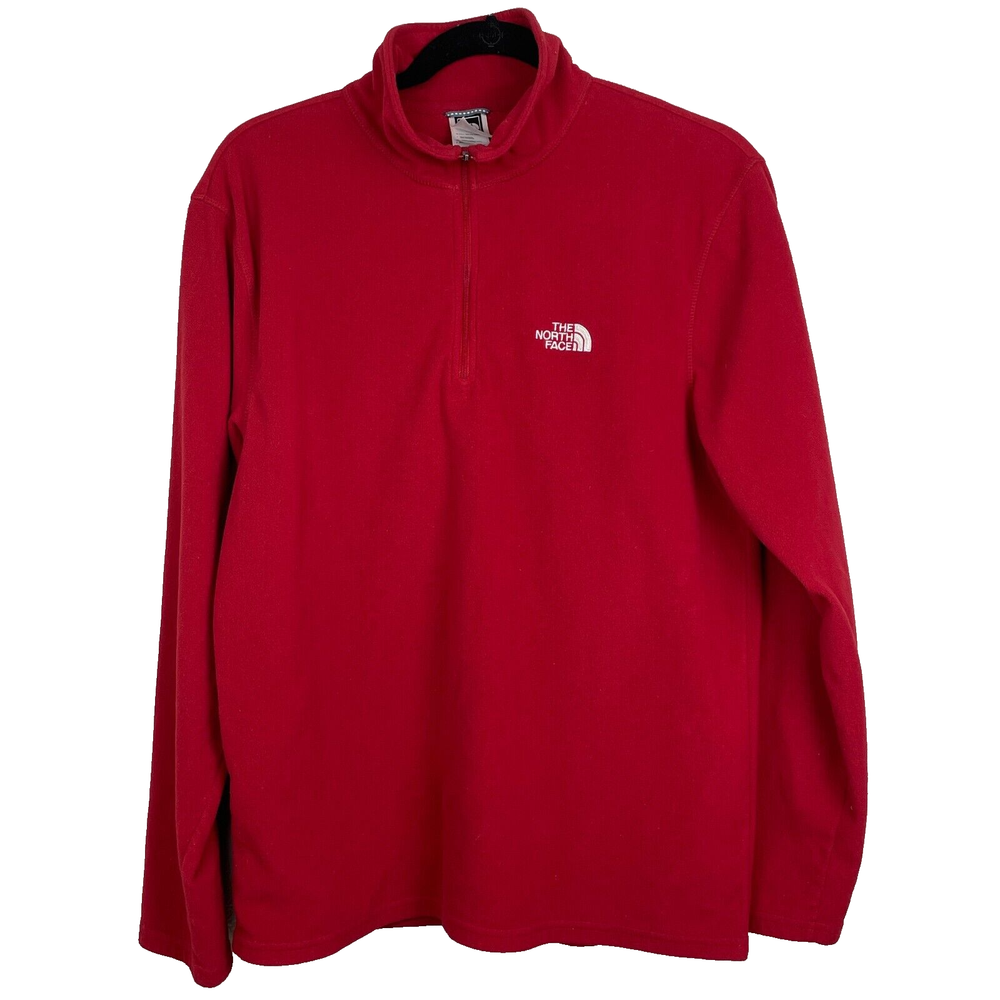 The North Face Men's Medium Red 1/4 Zip Fleece Pullover Casual Sweater  