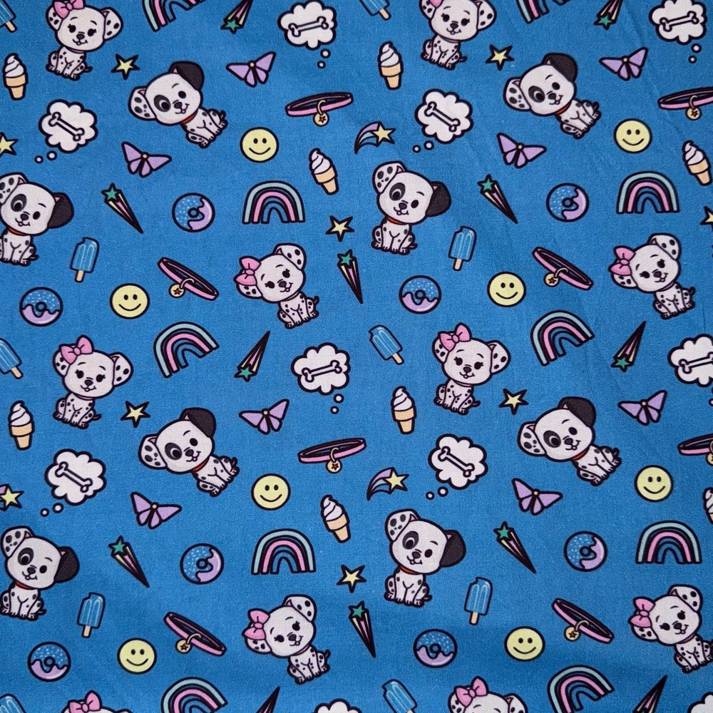 Disney Licensed Cute 101 Dalmatians Emoji Cotton Fabric - 1/2 Yard - Dog, Puppy