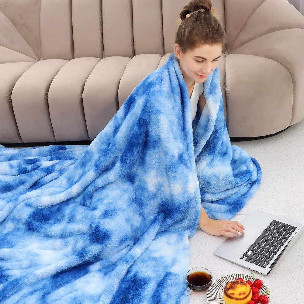 Warm Blanket Blue Soft Fleece Blankets Throw Blankets for Bed