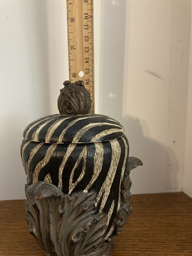 6-inch Black & White Incense or Trinket Jar with Glass Insert