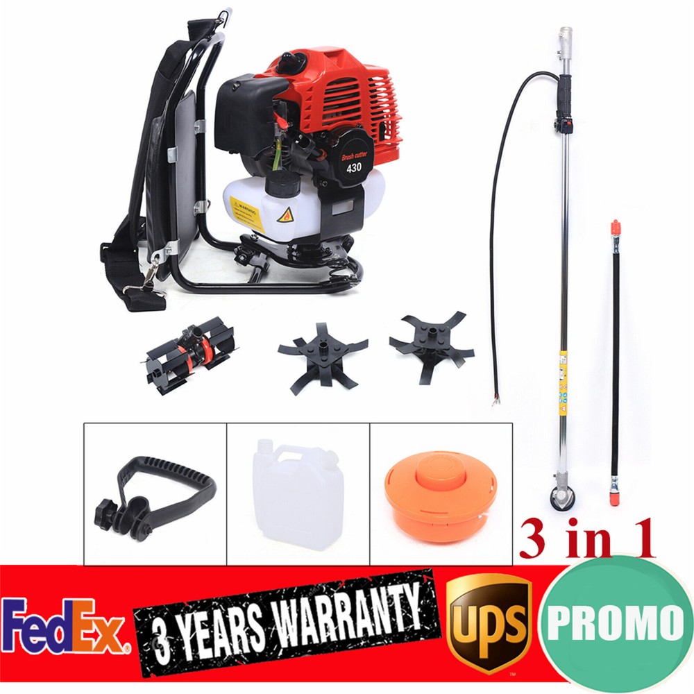 3in 1 2-Stroke Backpack Gas Brush Cutter Grass Trimmer Lawn Mower 1250W 3200rpm！