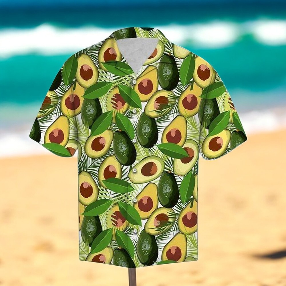 Avocado Tropical Hawaiian Shirt for Men US Size Lightweight Summer Style Casual Beachwear Cooling Comfort Fit Breathable Fabric