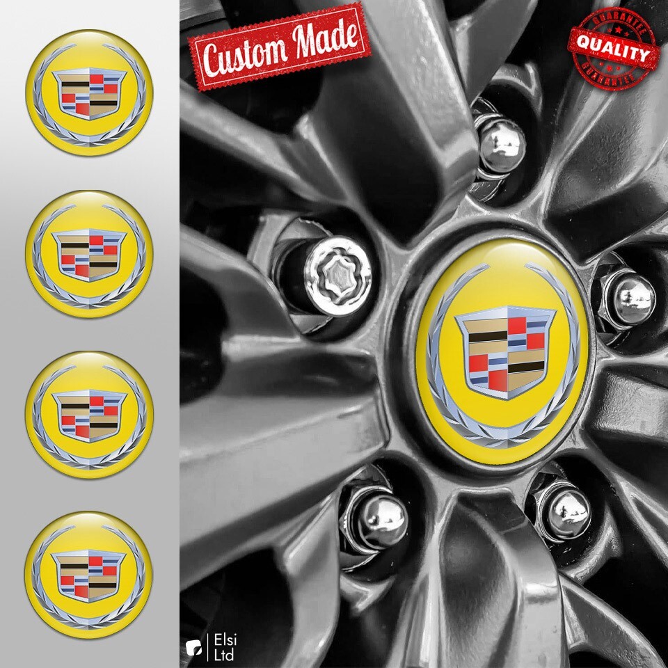 Cadillac Wheel Cap Decals Set of 4 Custom Rim Emblem Stickers
