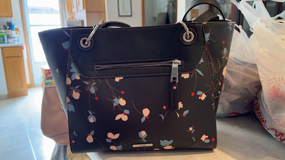 NWT Chaps Black Floral Print Shoulder Bag