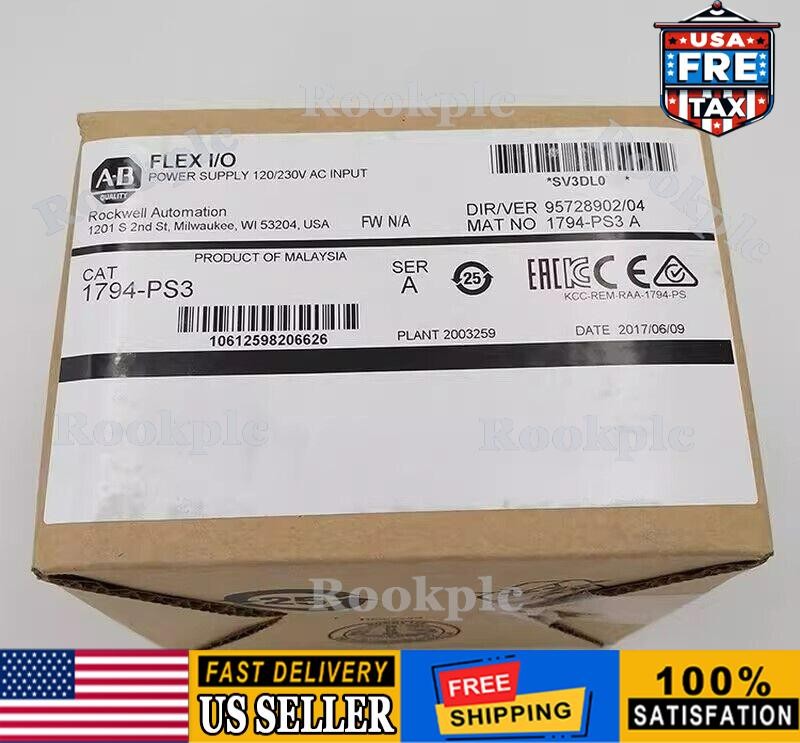 New Factory Sealed AB 1794-PS3 SER A FLEX I/O 24V-DC Power Supply Module 1794PS3