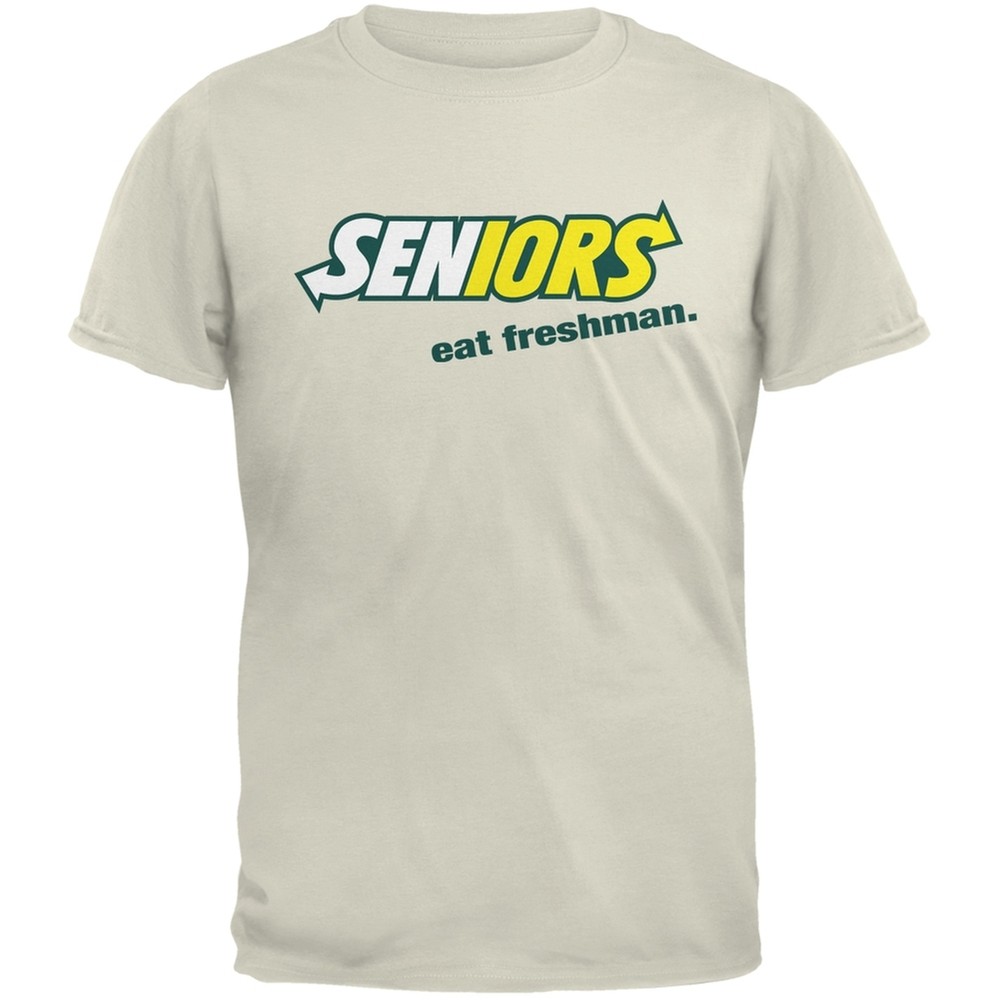 Back To School Seniors Eat Freshman Parody Natural Adult T-Shirt-image