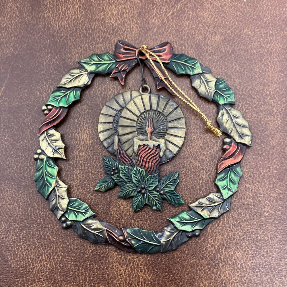 Vintage Russ Berrie Christmas Ornament Candles Heirloom Collection Metal