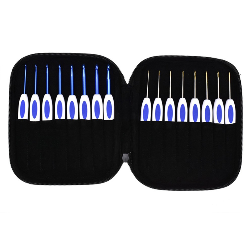 16-Piece Interchangeable Circular Knitting Needle Set with Cloth Bag