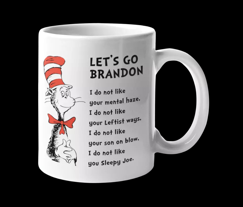 LET'S GO BRANDON NOVELTY CUP CERAMIC COFFEE MUG - FUNNY SARCASTIC MUG 11 OZ.