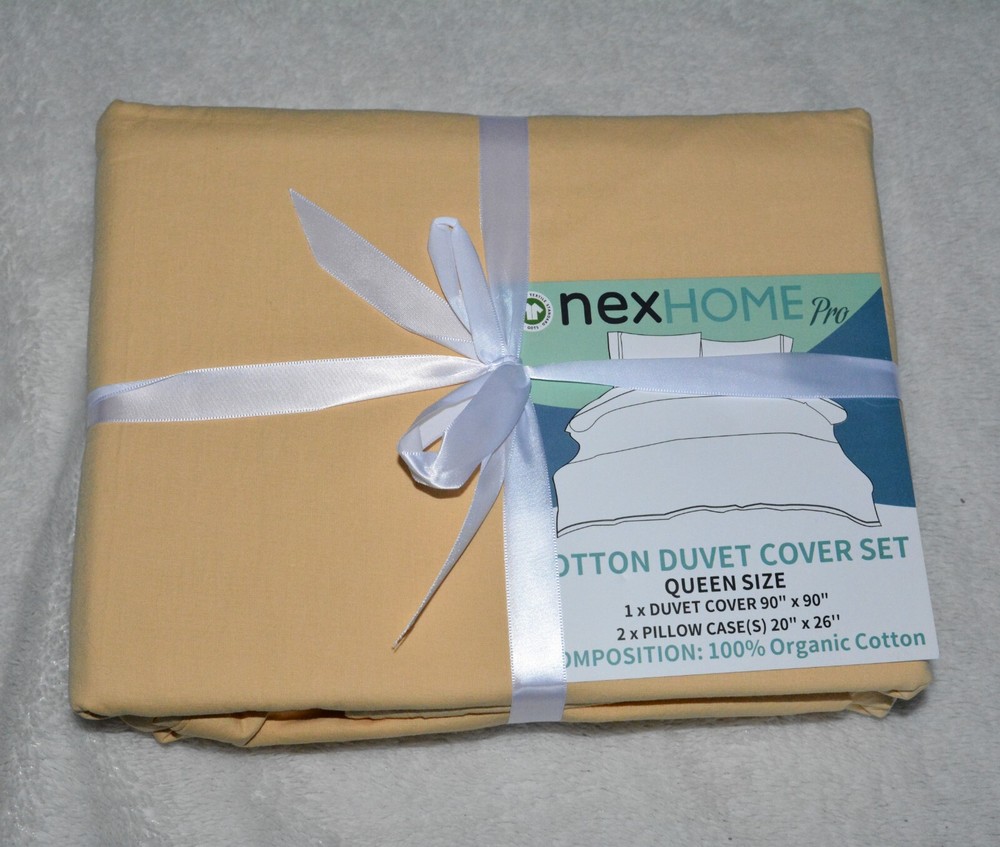 Next Home Pro Cotton Duvet Cover Set Queen apricot yellow