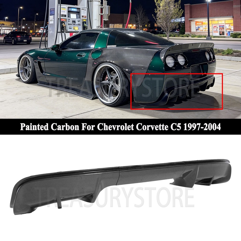 For Chevrolet Corvette C5 Base Z06 1997-04 Carbon Shark Fin Rear Bumper Diffuser