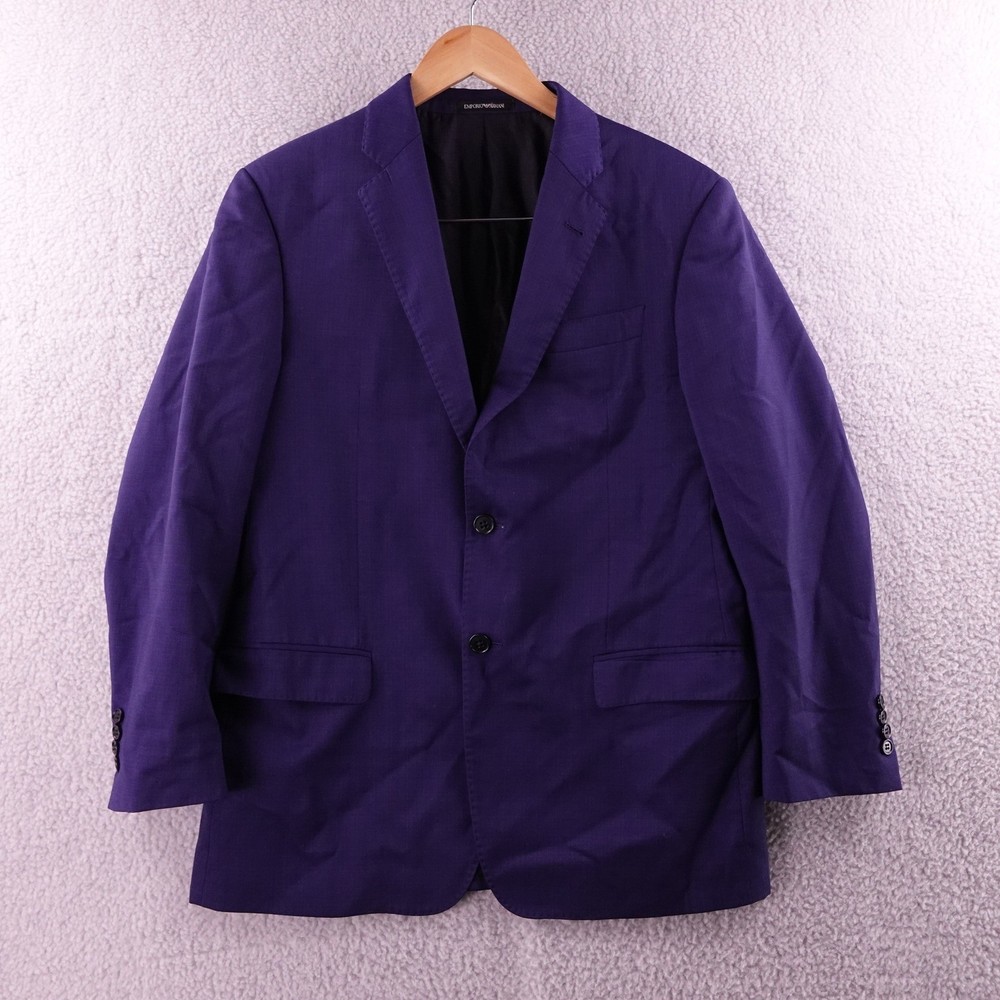 Emporio Armani Men's Blue Pinstripe Wool Suit Jacket Blazer Size 50